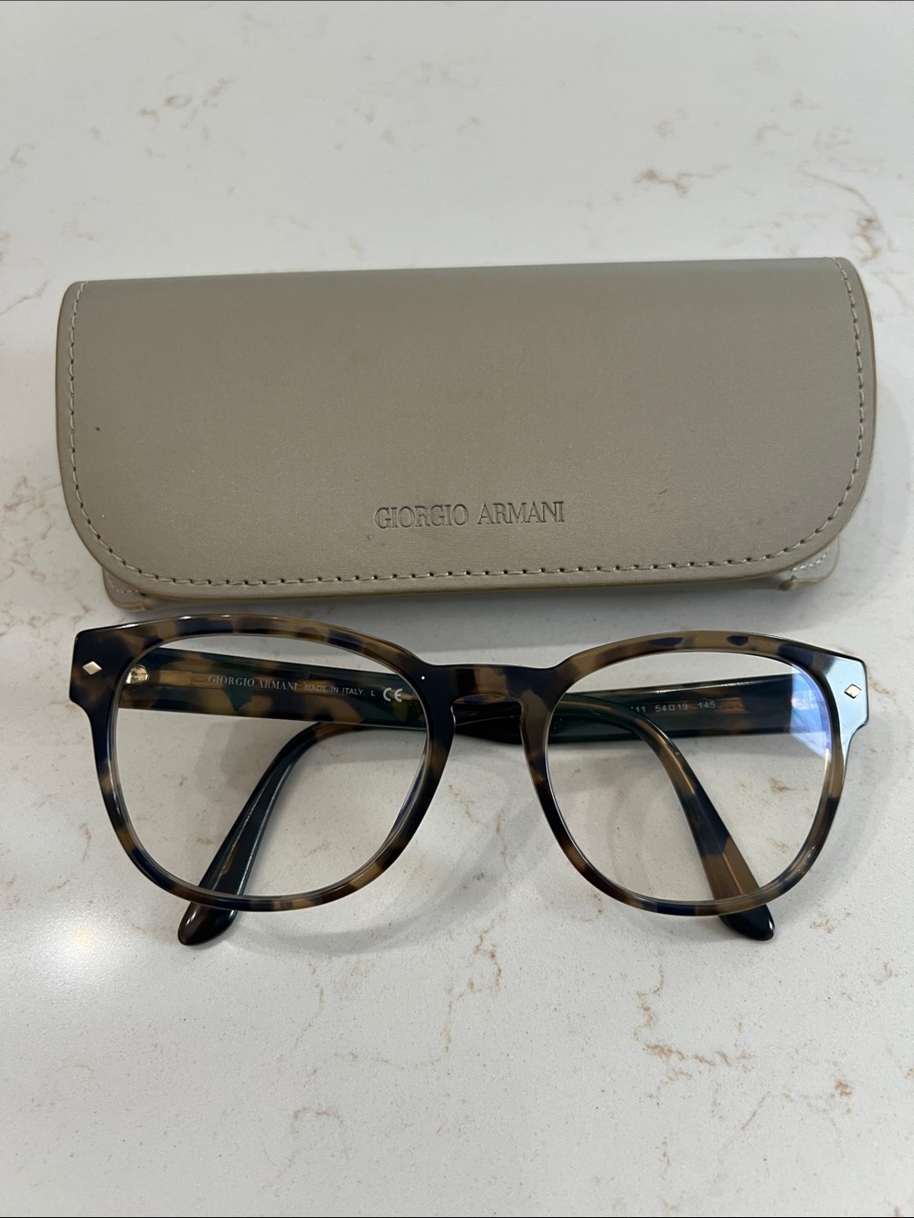Giorgio Armani Brown Tortoiseshell Round-Edge Optical Frames